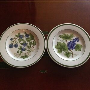 𝅺Vintage Kahla Lunch Plates porcelain GDR Fruit Grapes Blackberries 7 1/2 in